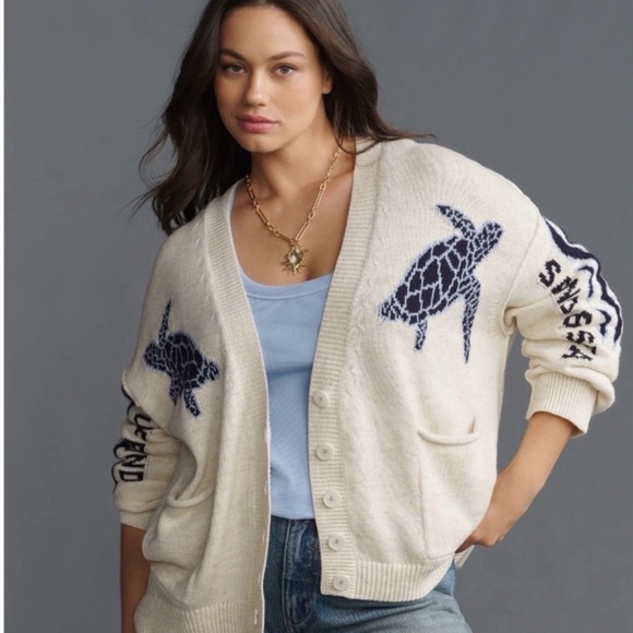 Pilcro Relaxed Sea Turtle Cardigan Sweater - Picture 11 of 12